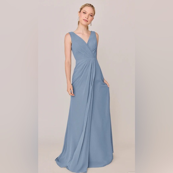Revelry Blair Chiffon Dress, French Blue 937, Women’s Sleeveless Gown, size 4 - Picture 1 of 15
